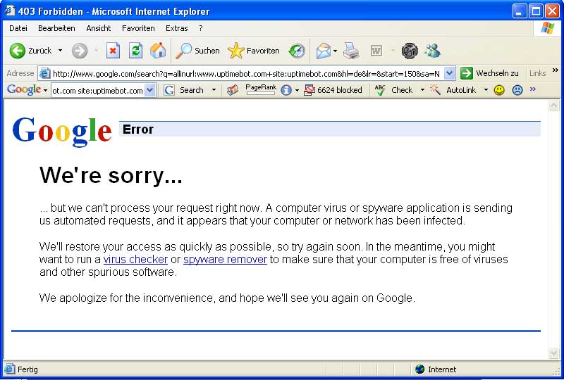 Google Virus! Oh my God! Bild ist nicht gefaked!