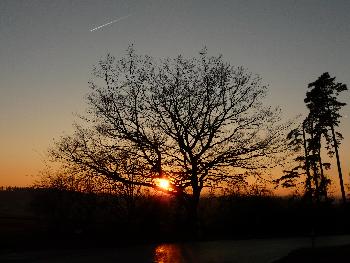The sun with reflection ...