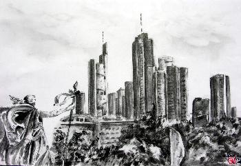 Das Bankenviertel vom Dach der Alten Oper aus gesehen  