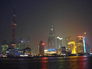 Shanghai skyline Nachts