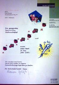 Weihnachts- und Neujahreskarte vom Feriendorf Habichtshof (CT-Location 2004)