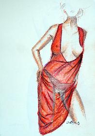 Frau in rotem Kleid I, stehend